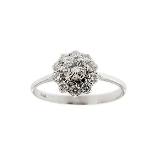 Bague 61 Bague fleur en or blanc 18 carats et diamants 0,95 ct 58 Facettes 32265