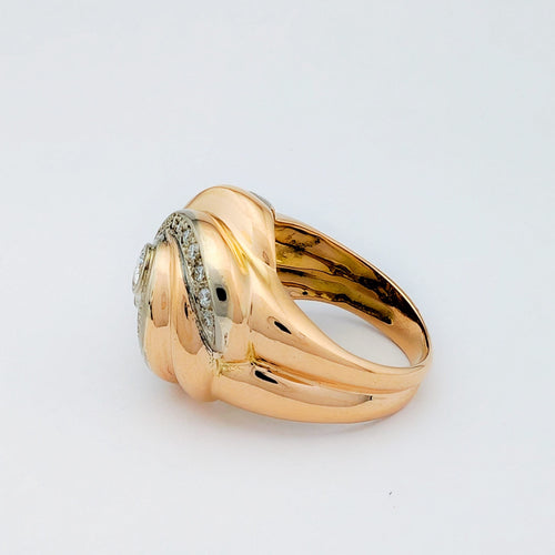 Bague 54 Tourbillon - Bague en or jaune et or blanc 18 carats et diamants 58 Facettes 32272