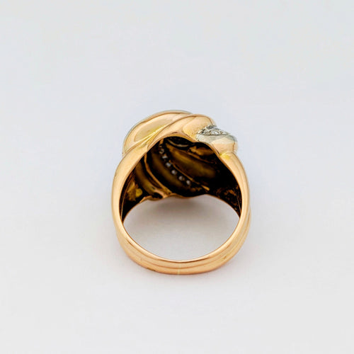 Bague 54 Tourbillon - Bague en or jaune et or blanc 18 carats et diamants 58 Facettes 32272