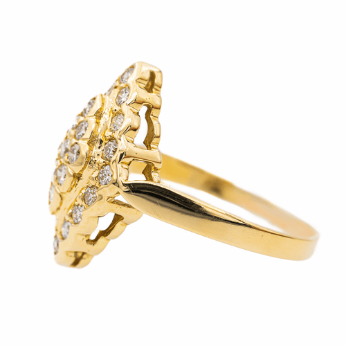 Bague 55 Bague marquise pavée de diamants en or jaune 18 carats 58 Facettes 3227869CN