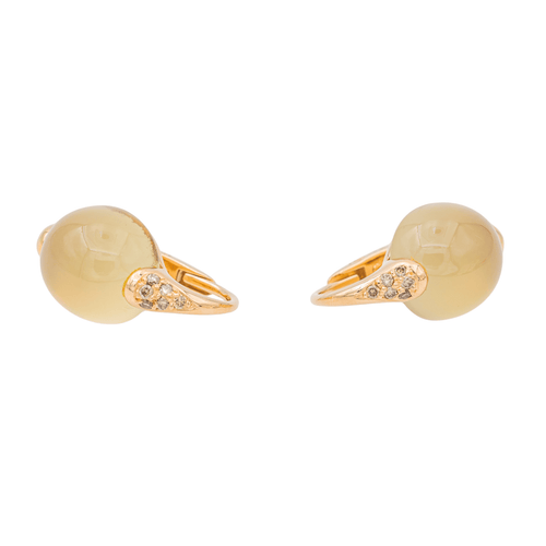 Boucles d'oreilles Pomellato Luna - Boucles d’oreilles dormeuses en or rose avec pierres de lune et diamants 58 Facettes 3230373CN