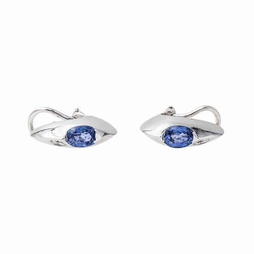 Boucles d'oreilles Piaget - Boucles d’oreilles en or blanc avec saphirs et diamants 58 Facettes 3230379CN