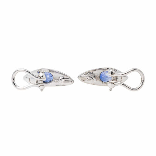 Boucles d'oreilles Piaget - Boucles d’oreilles en or blanc avec saphirs et diamants 58 Facettes 3230379CN