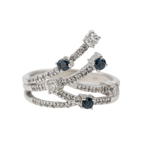 Bague 55 Bague Or blanc Diamant, Saphir 58 Facettes 3230381CN