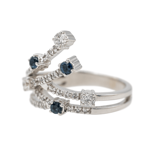 Bague 55 Bague en or blanc 18 carats pavée de saphirs et diamants 58 Facettes 3230381CN