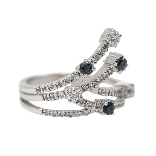 Bague 55 Bague Or blanc Diamant, Saphir 58 Facettes 3230381CN