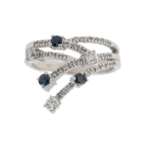 Bague 55 Bague Or blanc Diamant, Saphir 58 Facettes 3230381CN