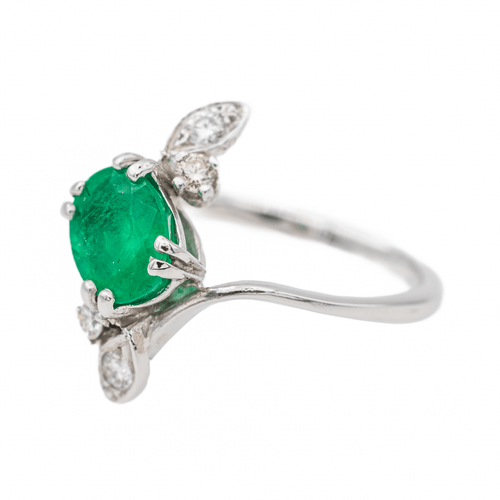 Bague 54 Bague Or blanc Emeraude, Diamant 58 Facettes 3233029CN