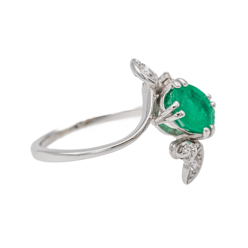 Bague 54 Bague Or blanc Emeraude, Diamant 58 Facettes 3233029CN
