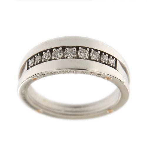 Bague 54 Chimento Aeternitas - Bague alliance en or blanc 18 kt et diamants 58 Facettes 32439