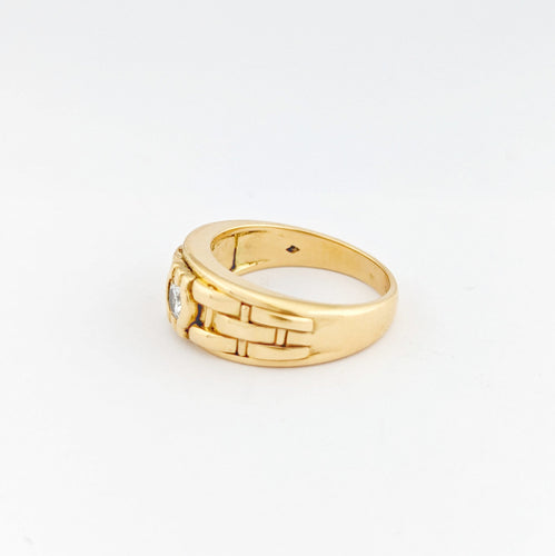 Bague 53 Bague bandeau en or jaune 18 carats avec diamant 0,10 ct 58 Facettes 32399