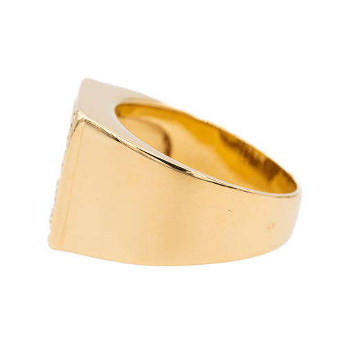 Bague 57.5 Bague chevalière pavée de diamants en or jaune 18 carats 58 Facettes 3240176CN