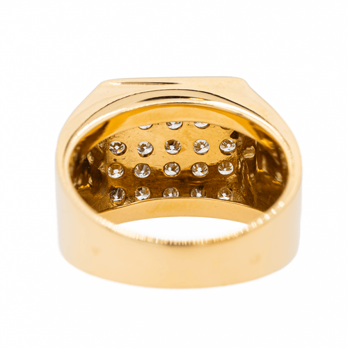 Bague 57.5 Bague chevalière pavée de diamants en or jaune 18 carats 58 Facettes 3240176CN