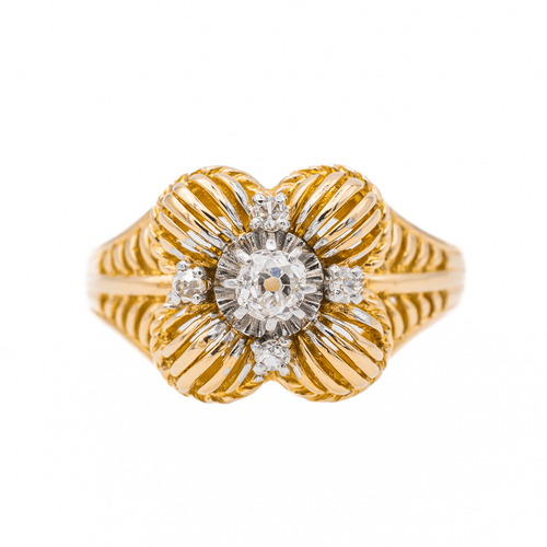 Bague 56 Bague Fleur Or jaune, Platine Diamant 58 Facettes 3241053CN