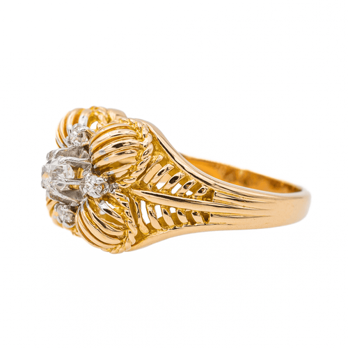 Bague 56 Bague Fleur Or jaune, Platine Diamant 58 Facettes 3241053CN