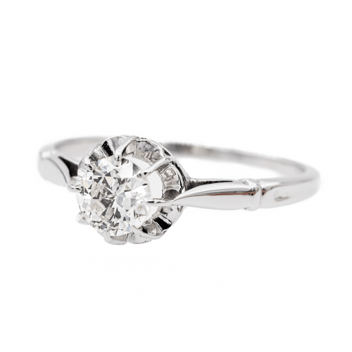 Bague 61 Bague solitaire en or blanc 18 carats avec diamant taille ancienne 58 Facettes 3241059CN