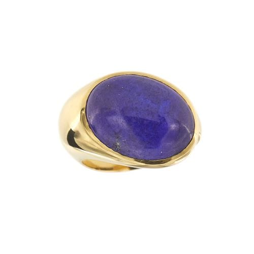 Bague 55 Bague jonc en or jaune 18 carats au lapis-lazuli cabochon 58 Facettes 32435