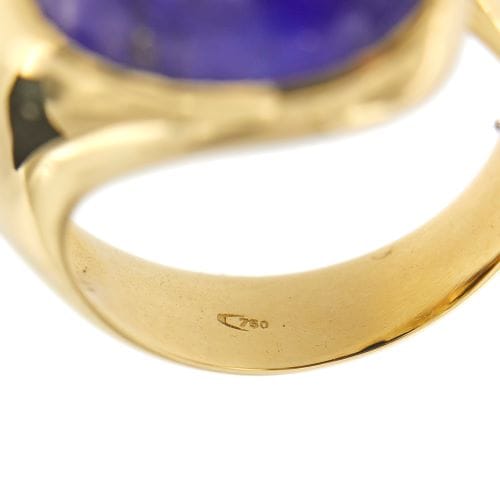Bague 55 Bague jonc en or jaune 18 carats au lapis-lazuli cabochon 58 Facettes 32435