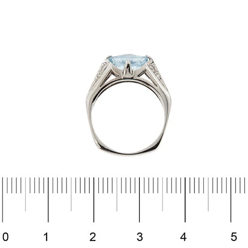 Bague Donna Oro - Bague hexagonale en or blanc 18 carats avec aigue-marine et diamants 58 Facettes 32455