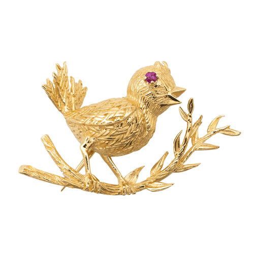 Broche Boucheron Broche Oiseau  Or jaune Rubis 58 Facettes 3246212CN