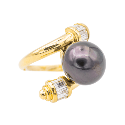 Bague 51 Bague Or jaune Perle de tahiti, Diamant 58 Facettes 3260296RV