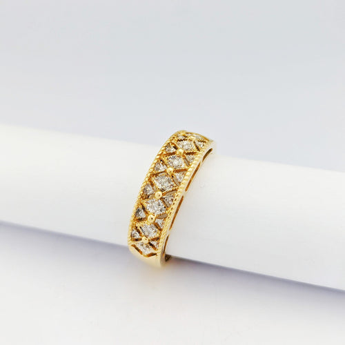 Bague 58 Bague demi-alliance en or jaune 18 carats et 7 diamants 58 Facettes 32619