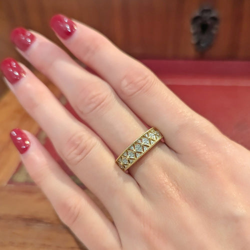 Bague 58 Bague demi-alliance en or jaune 18 carats et 7 diamants 58 Facettes 32619
