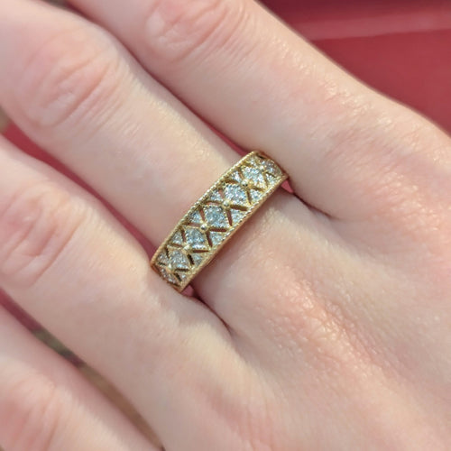 Bague 58 Bague demi-alliance en or jaune 18 carats et 7 diamants 58 Facettes 32619