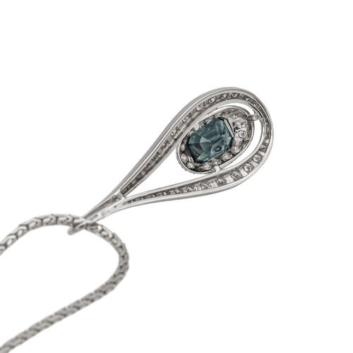 Collier Collier Pendentif Or blanc Saphir, Diamant 58 Facettes 3263778CN