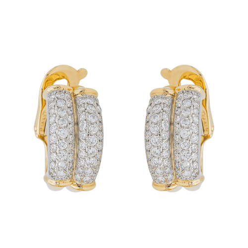 Boucles d'oreilles Piaget - Boucles d’oreilles créoles en or jaune et blanc serties de diamants 58 Facettes 3263782CN