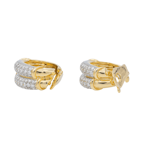 Boucles d'oreilles Piaget - Boucles d’oreilles créoles en or jaune et blanc serties de diamants 58 Facettes 3263782CN