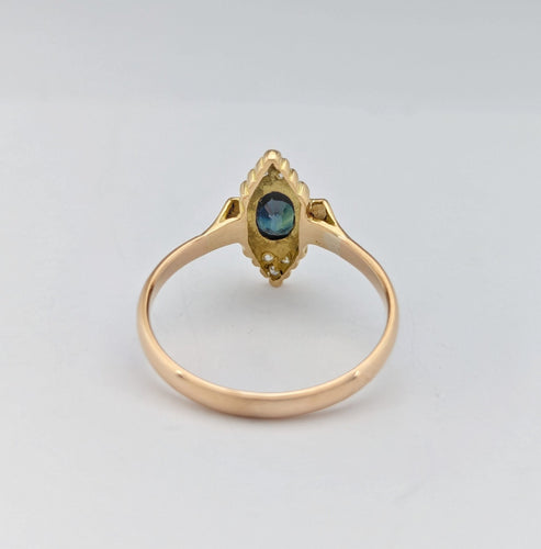 Bague 53 Bague marquise en or jaune 18 carats, saphir et diamants 58 Facettes 32638
