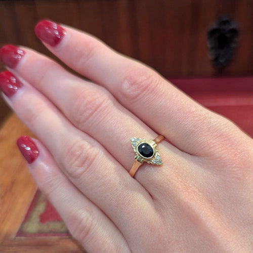 Bague 53 Bague marquise en or jaune 18 carats, saphir et diamants 58 Facettes 32638