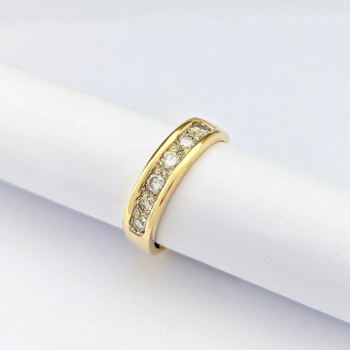 Bague 55 Bague demi-alliance en or jaune 18 carats et diamants 58 Facettes 32650