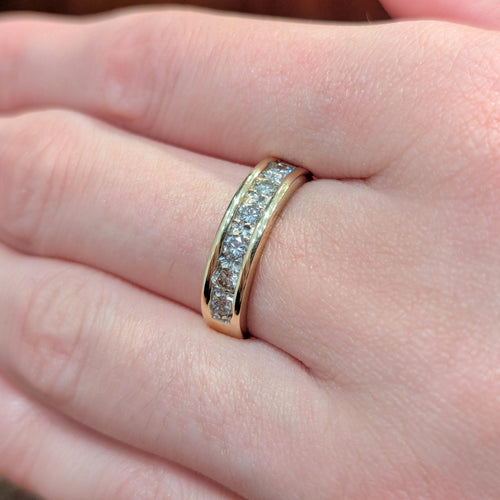 Bague 55 Bague demi-alliance en or jaune 18 carats et diamants 58 Facettes 32650