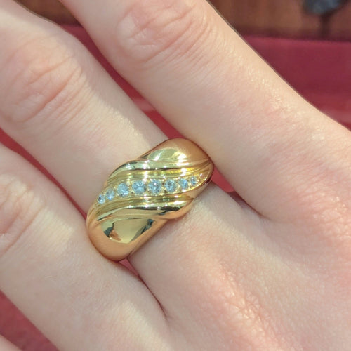 Bague 54 Bague en or jaune 18 carats et 8 diamants taille brillant 58 Facettes 32662