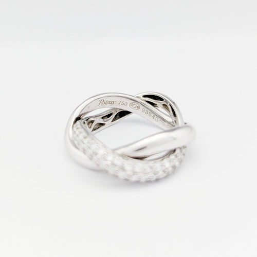 Bague 48 Poiray Tresse - Bague en or blanc 18 carats et diamants 58 Facettes 32675