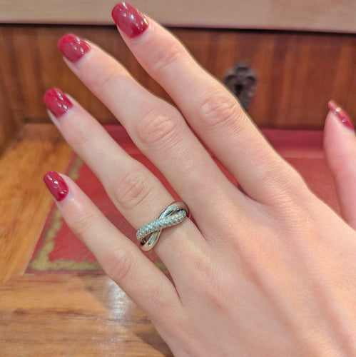 Bague 48 Poiray Tresse - Bague en or blanc 18 carats et diamants 58 Facettes 32675