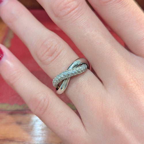 Bague 48 Poiray Tresse - Bague en or blanc 18 carats et diamants 58 Facettes 32675