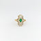 Bague 53 Bague en or jaune 18 carats et émeraude, 2 diamants 58 Facettes 32693