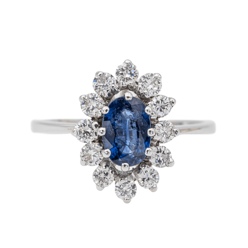 Bague 54 Bague pompadour en or blanc 18 carats saphir et diamants 58 Facettes 3282600CN