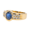 Bague 55.5 Bague en or jaune 18 carats avec saphir ovale et diamants 58 Facettes 3282756CN