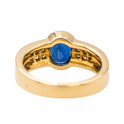 Bague 55.5 Bague en or jaune 18 carats avec saphir ovale et diamants 58 Facettes 3282756CN