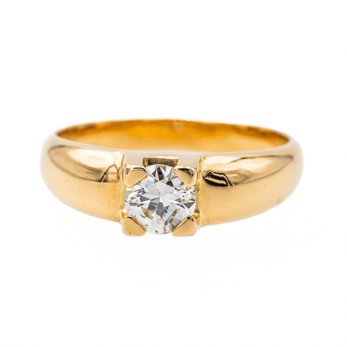 Bague 55 Bague solitaire en or jaune 18 carats et diamant taille brillant 58 Facettes 3288741CN