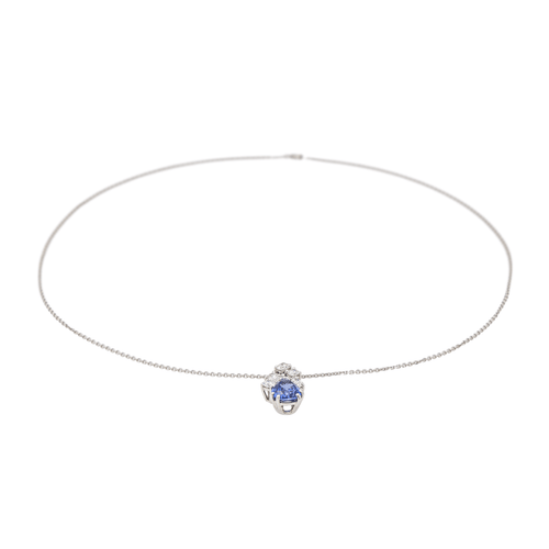 Collier Collier Or blanc Saphir, Diamant 58 Facettes 3290287CN
