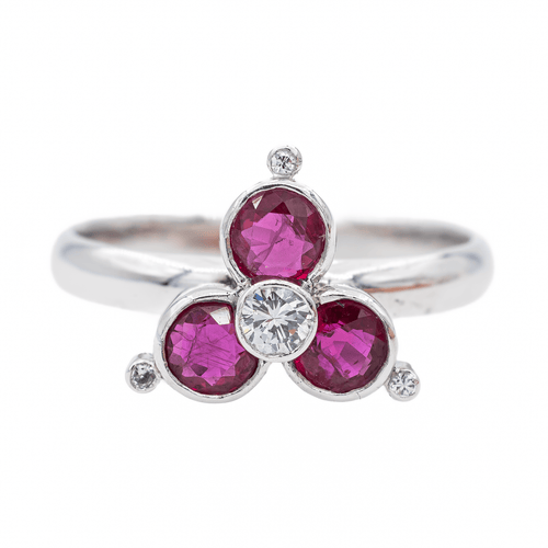 Bague 59 Bague en or blanc 18 carats avec diamant et rubis 58 Facettes 3290288CN