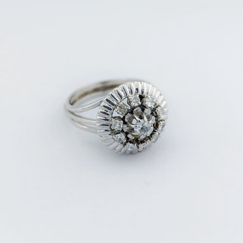 Bague 55 Bague double halo en or blanc 18 carats et diamants 58 Facettes 32932