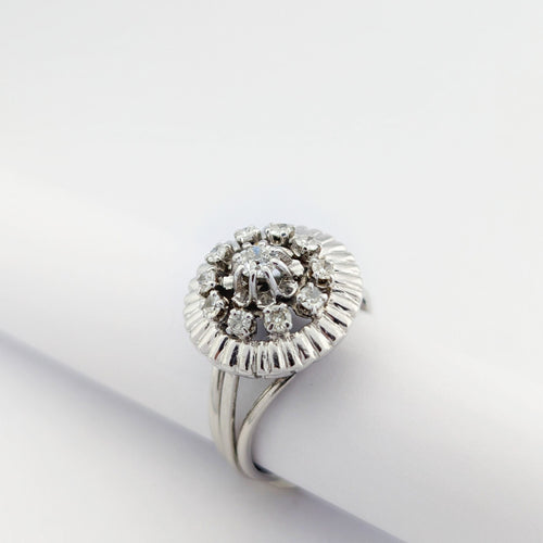 Bague 55 Bague double halo en or blanc 18 carats et diamants 58 Facettes 32932