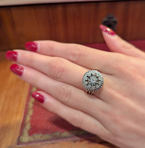 Bague 55 Bague double halo en or blanc 18 carats et diamants 58 Facettes 32932