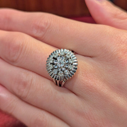 Bague 55 Bague double halo en or blanc 18 carats et diamants 58 Facettes 32932